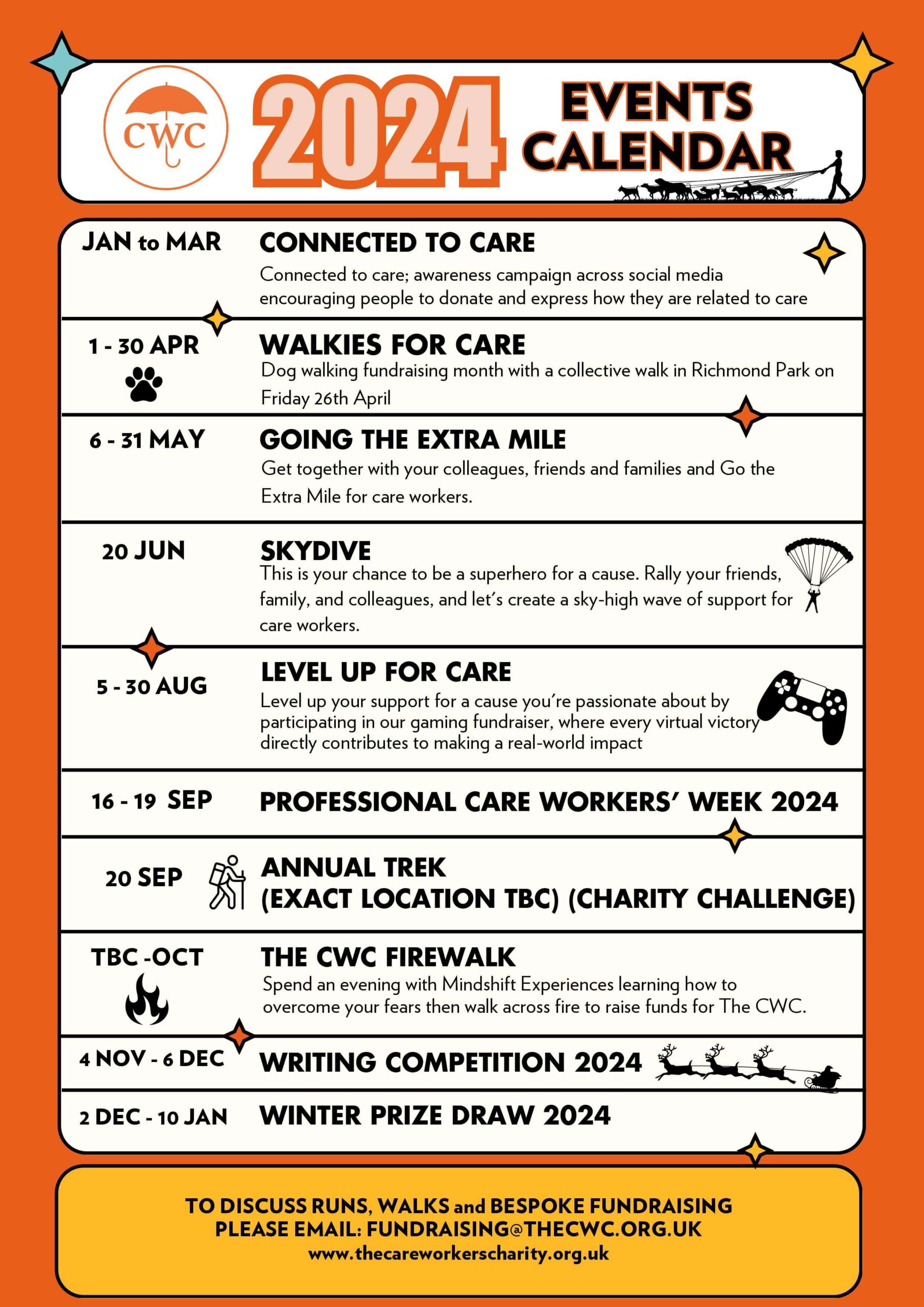 2024 Events List The Care Workers Charity